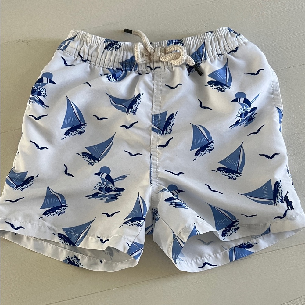 Polo by Ralph Lauren Kids Sailboat Print Shorts - White and Blue